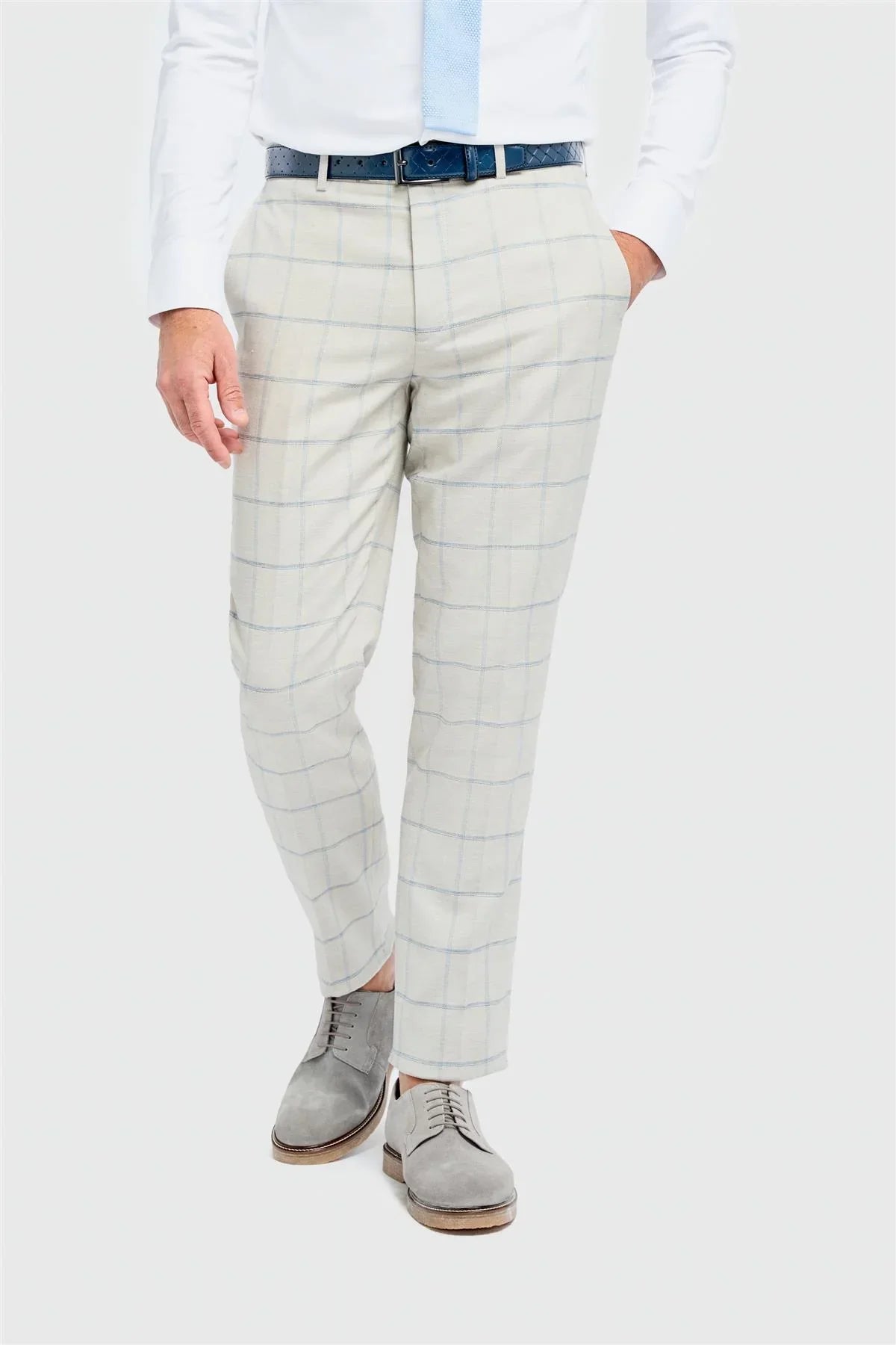 Gabriel - Men's Grey 2 Piece Linen Checked Suit