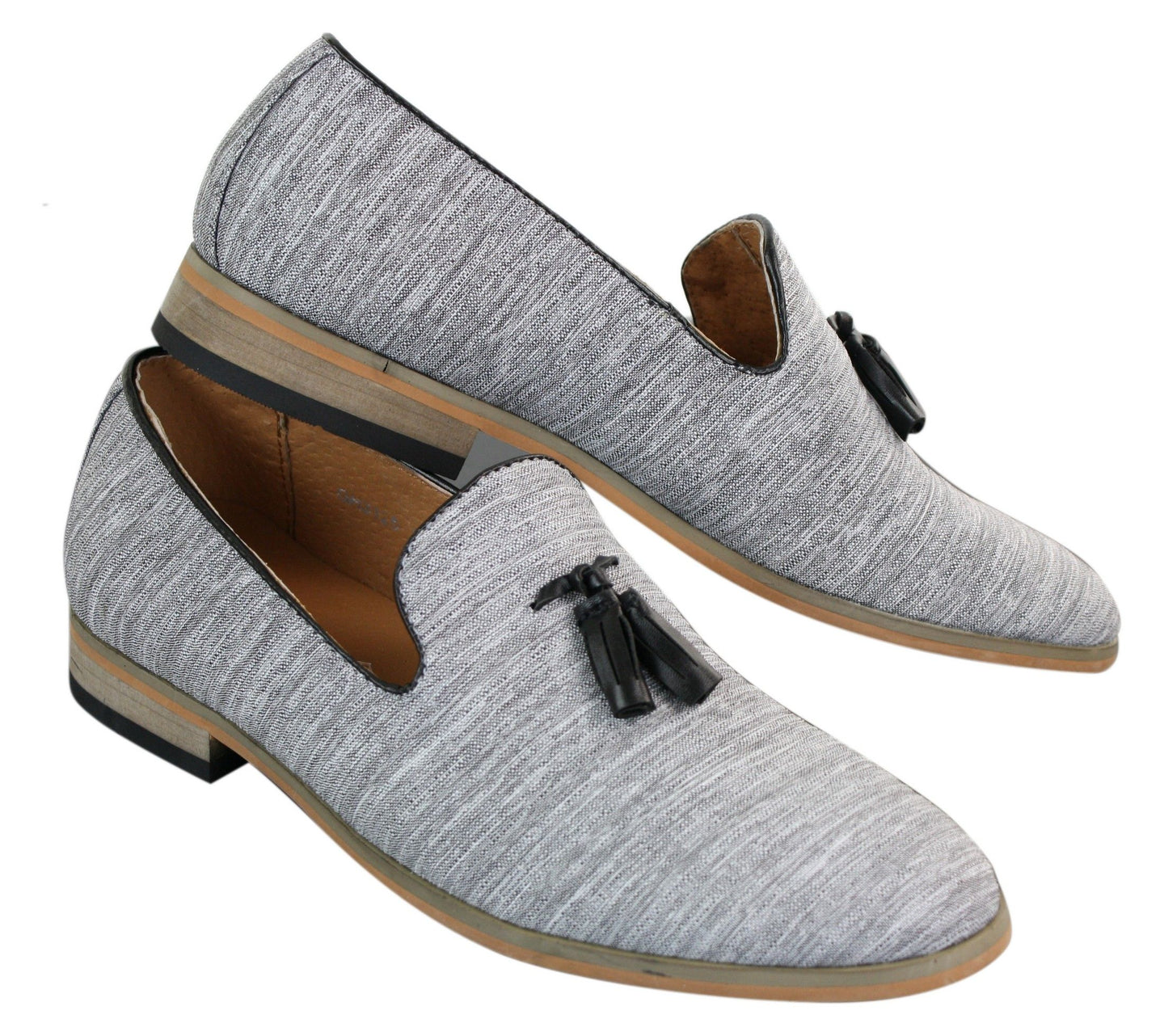 Galax GH3126 - Mens  Slip On Tassel Driving Shoes Loafers Light Smart Casual Black Blue Italian