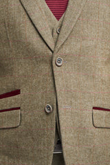 Mens Tweed Olive Green Check Suit