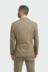 Mens Tweed Olive Green Check Suit