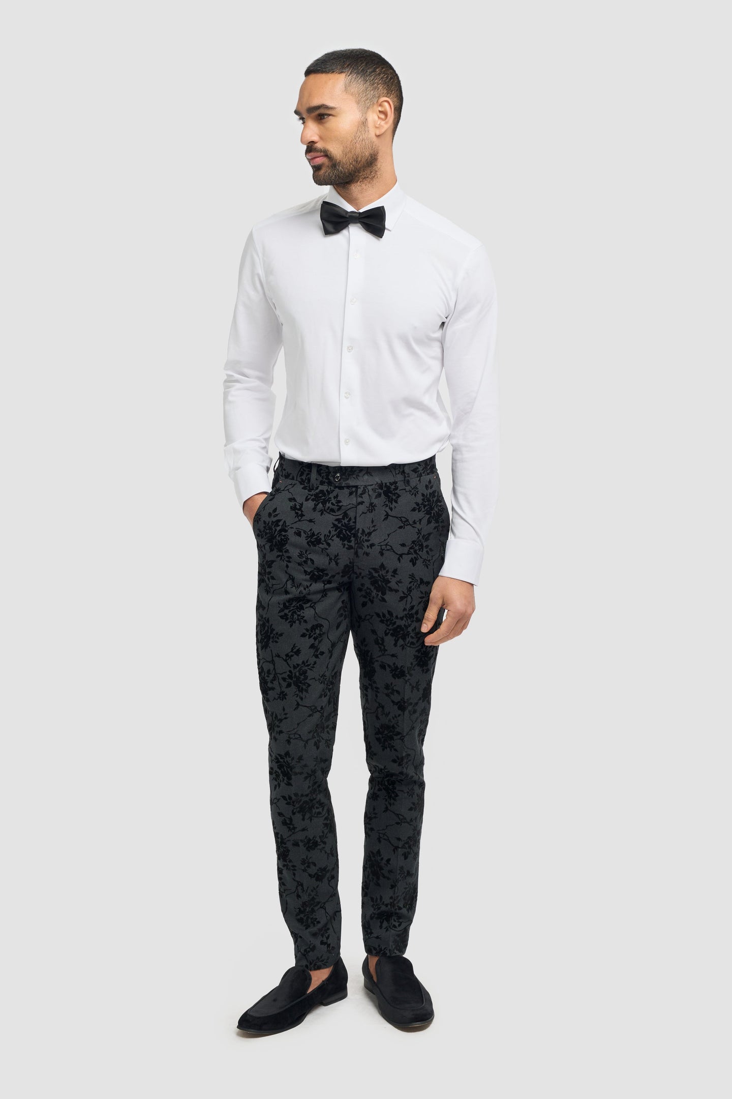 Georgi - Men's Black Floral Trousers