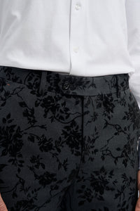 Georgi - Men's Black Floral Trousers