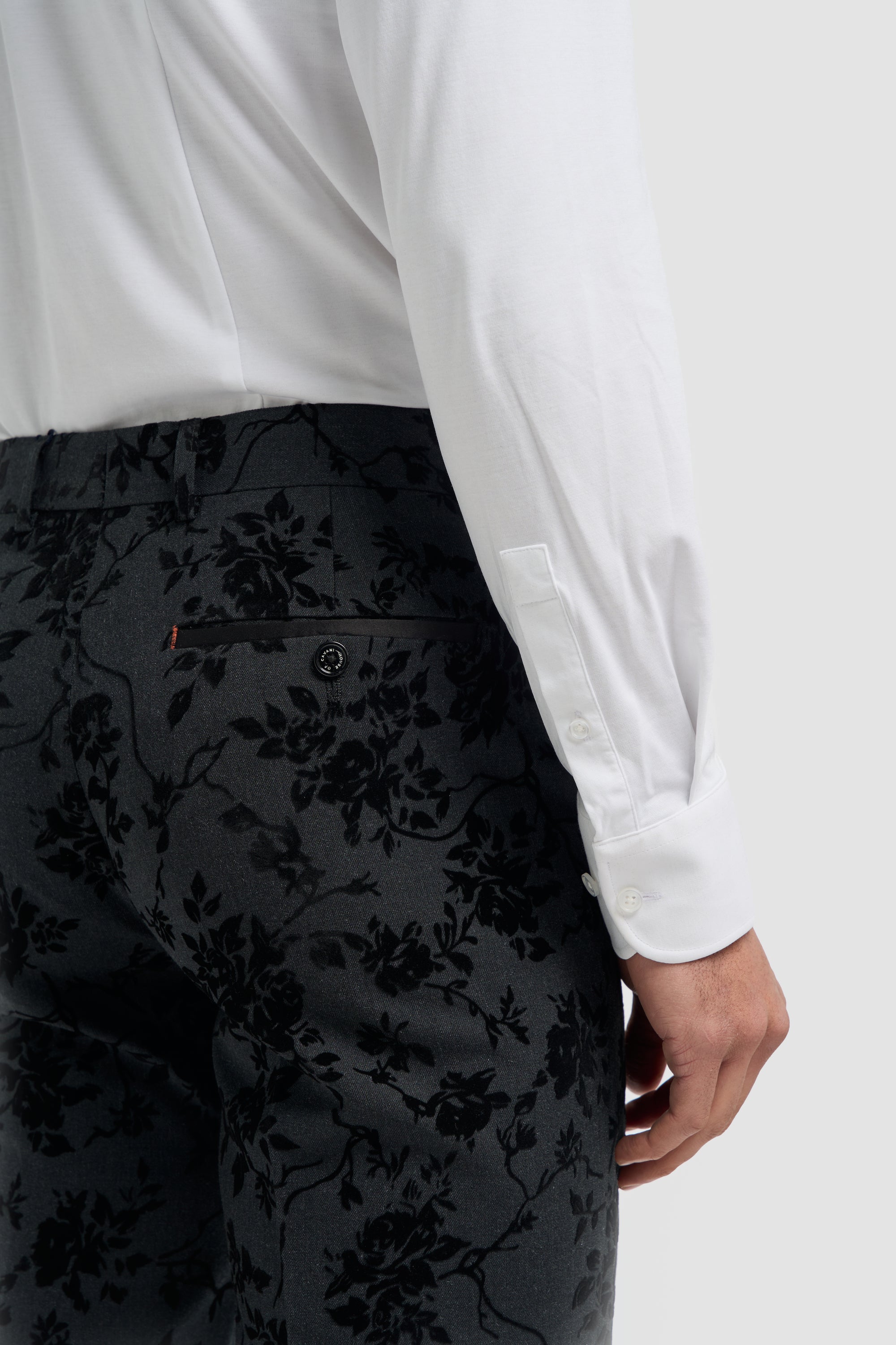 Georgi - Men's Black Floral Trousers
