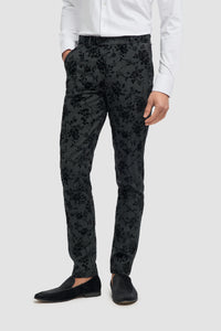 Mens Black 3 Piece Paisley Velvet Suit