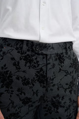 Mens Black 3 Piece Paisley Velvet Suit