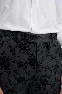 Mens Black 3 Piece Paisley Velvet Suit