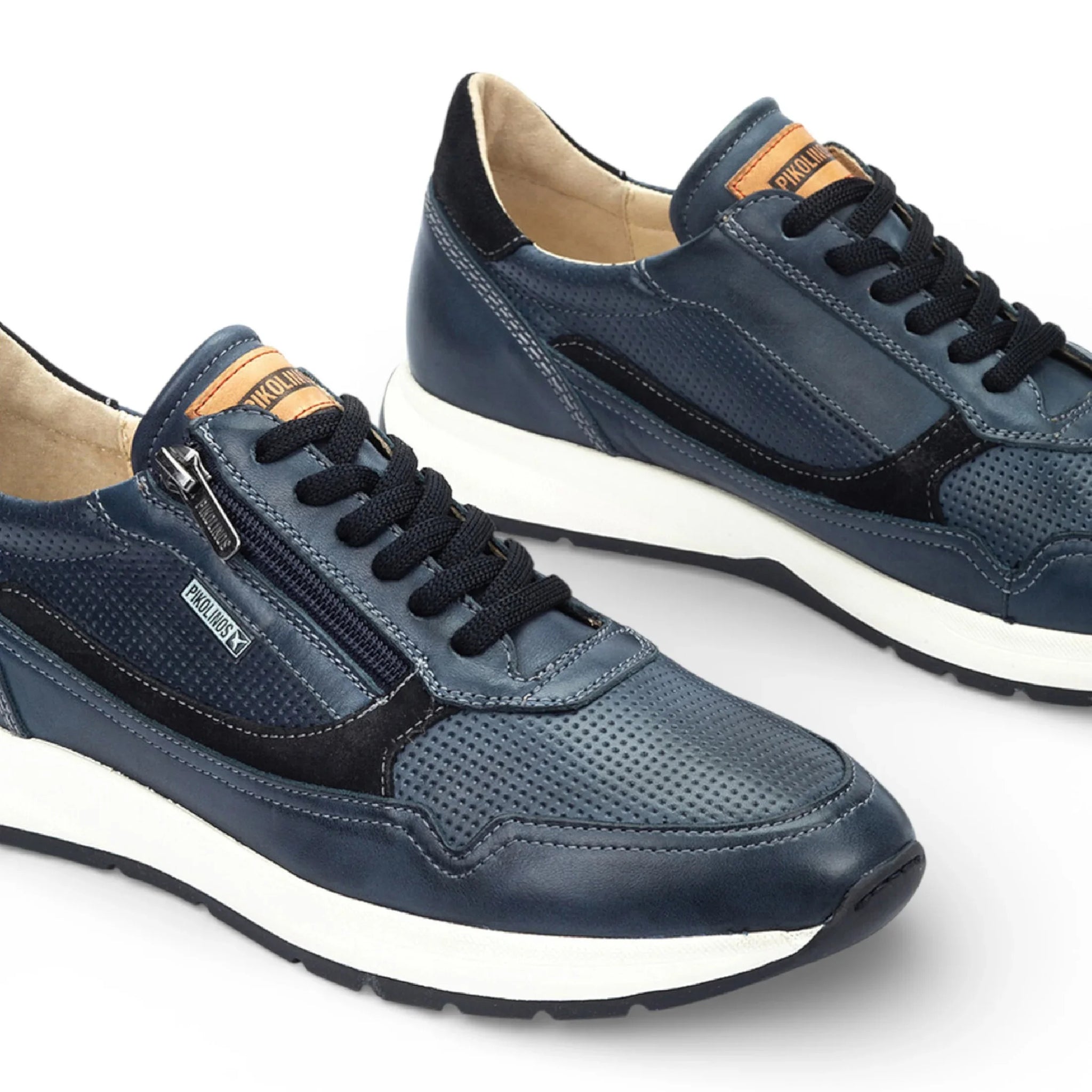 Getafe - Men's Blue Leather Easy Wear Sneakers