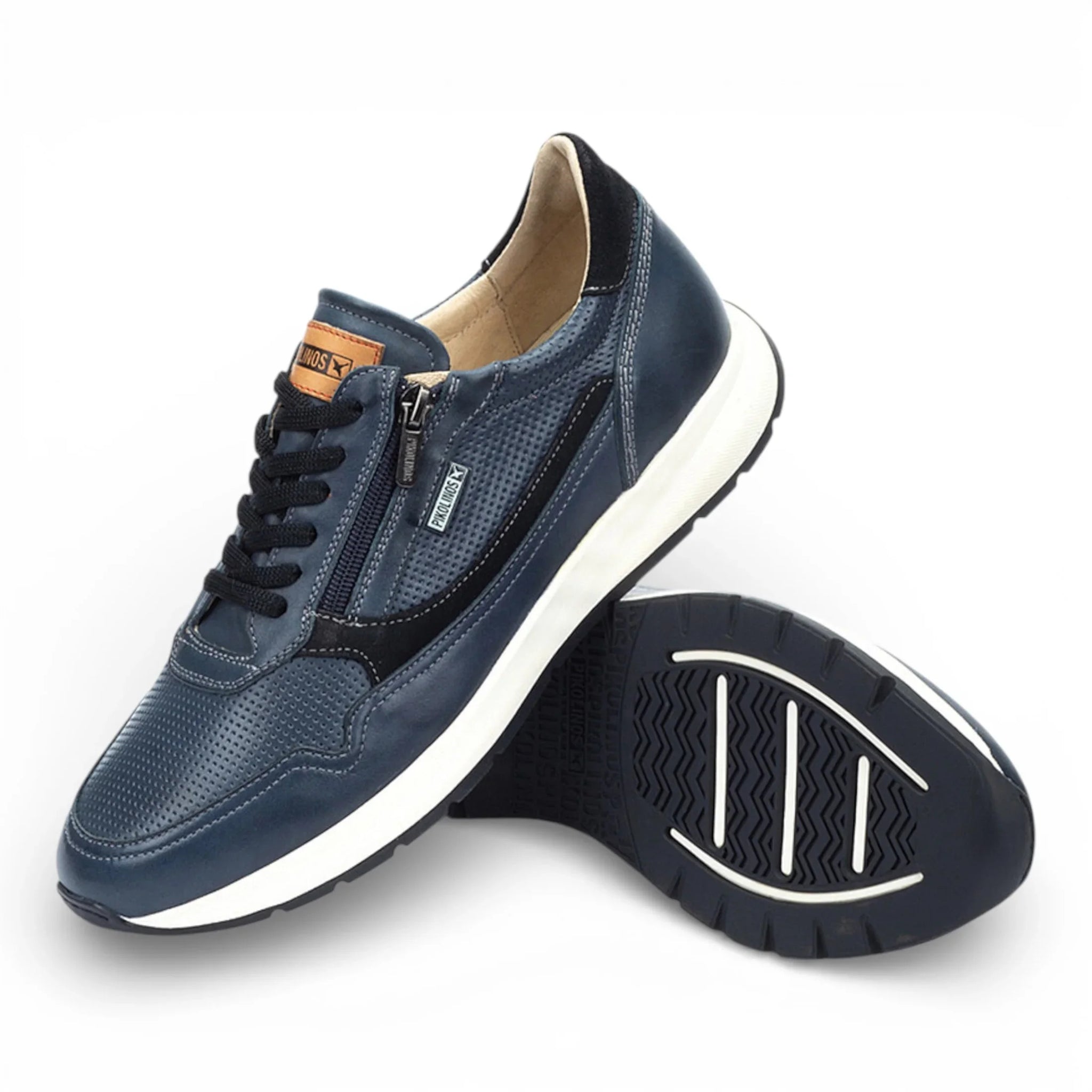 Getafe - Men's Blue Leather Easy Wear Sneakers