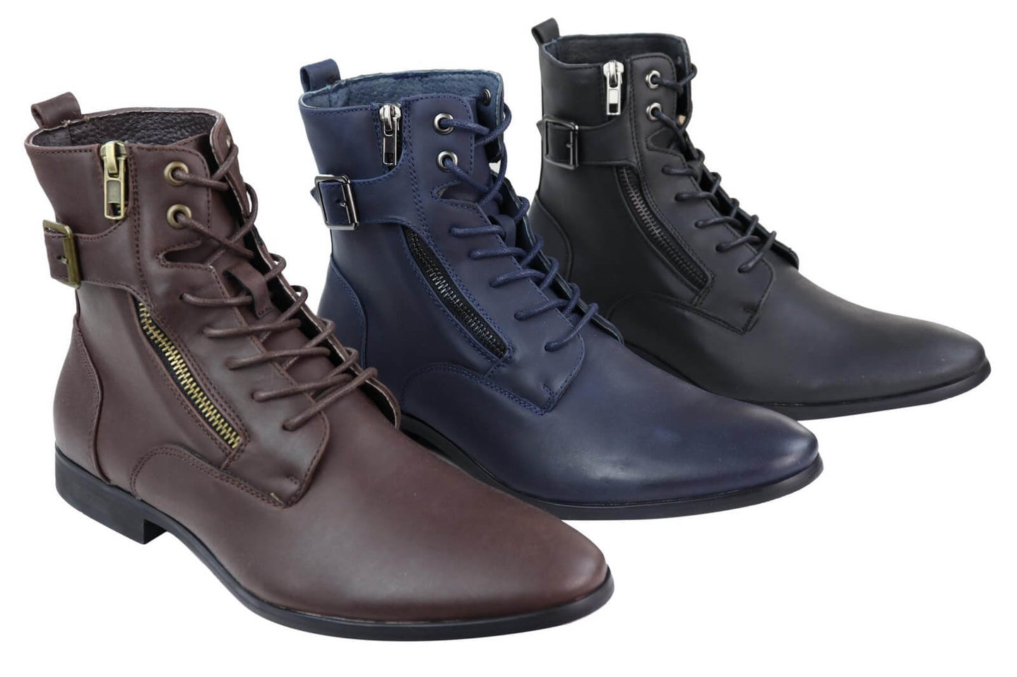 Mens Zip-Up Military Peaky Blinders Boots