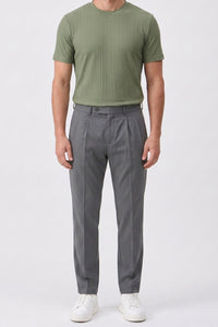 Green Ribbed Classic TShirt for Men