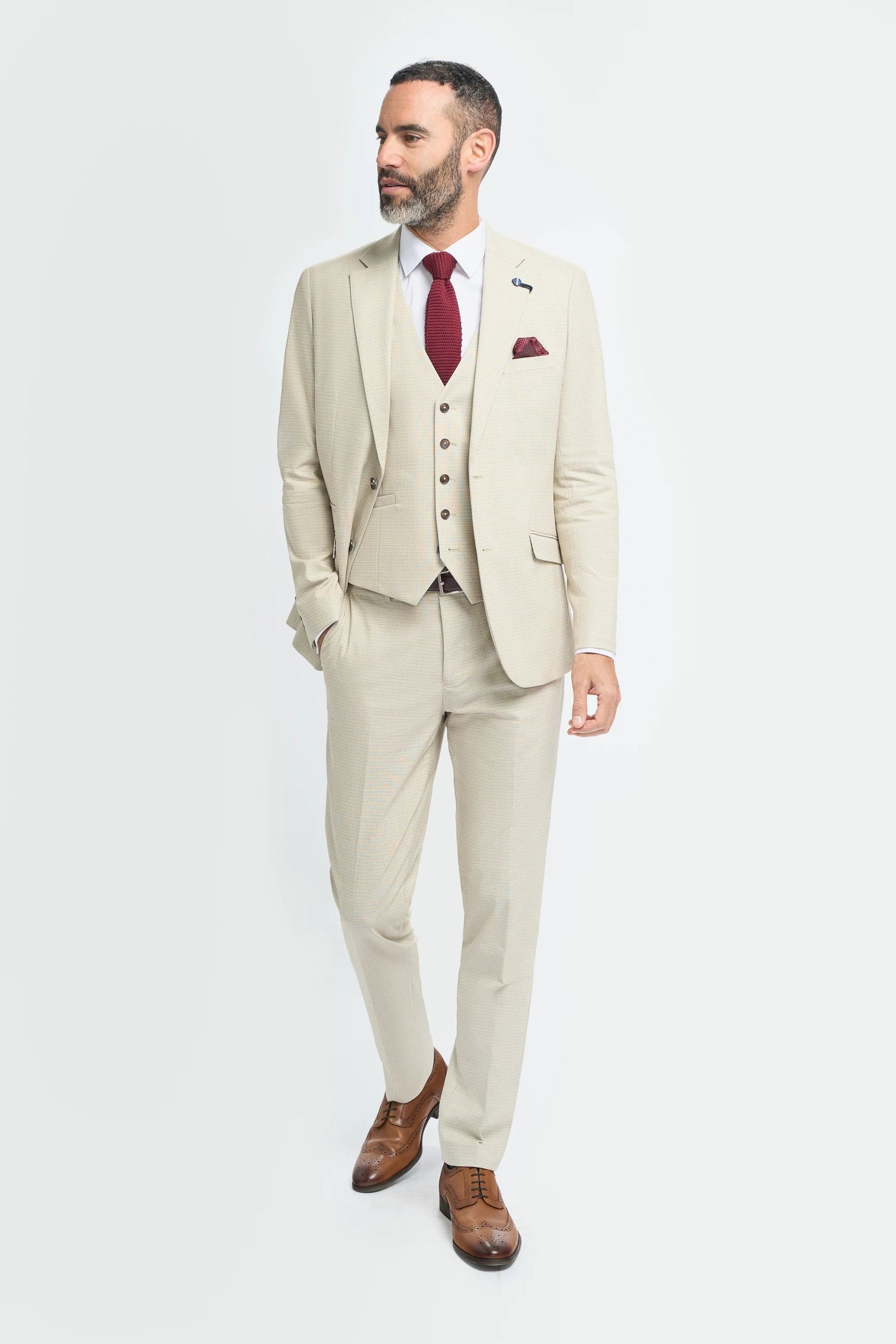 Hampton - Men's Beige 3 Piece Suit