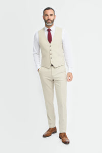 Hampton - Men's Beige 3 Piece Suit
