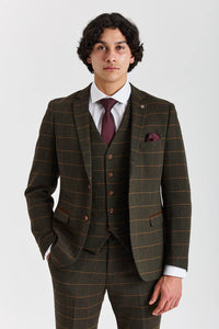 Harris - Green 3 Piece Wool Blend Tweed Suit for Men