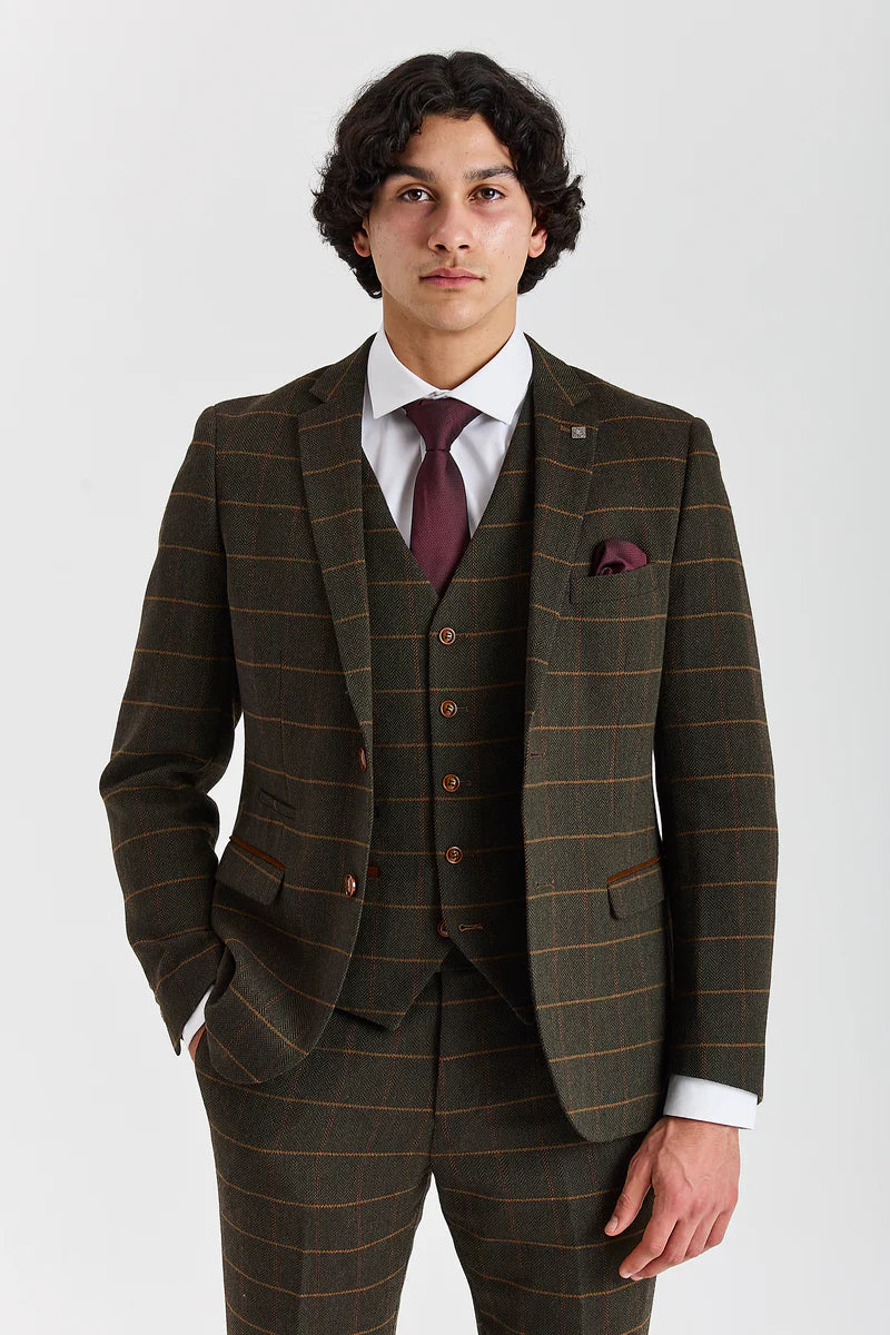 Harris - Green 3 Piece Wool Blend Tweed Suit for Men