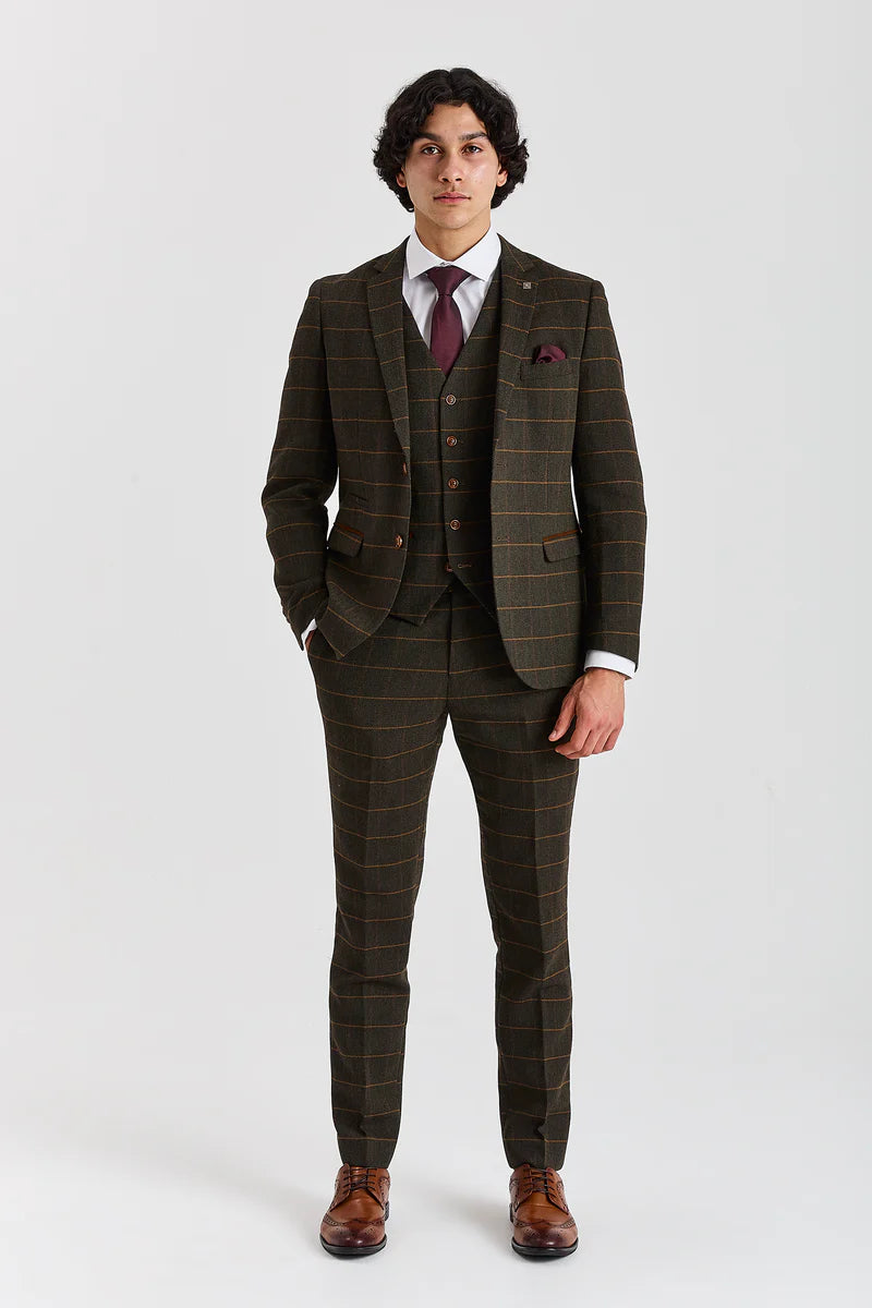 Harris - Green 3 Piece Wool Blend Tweed Suit for Men