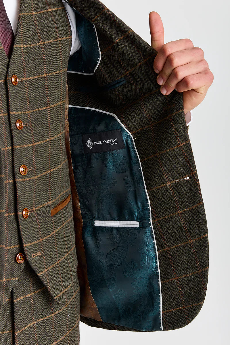 Harris - Green 3 Piece Wool Blend Tweed Suit for Men