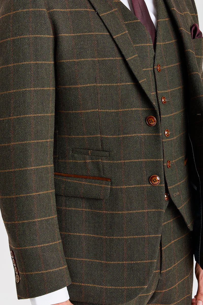 Harris - Green 3 Piece Wool Blend Tweed Suit for Men