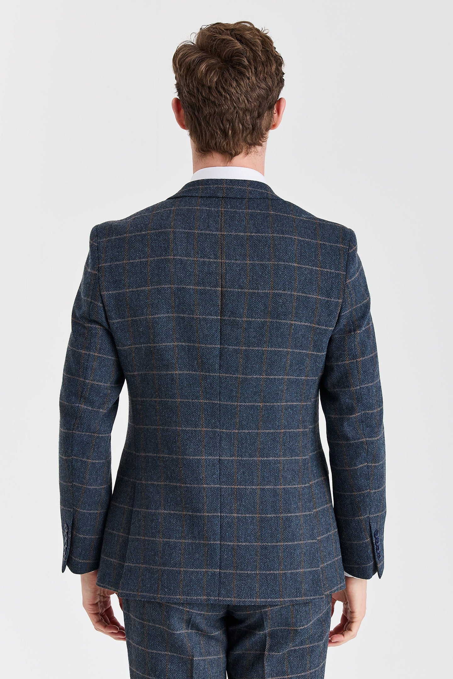 Harris - Men's Navy 3 Piece Wool Blend Tweed Suit