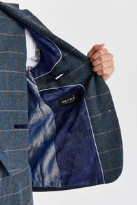 Harris - Men's Navy 3 Piece Wool Blend Tweed Suit