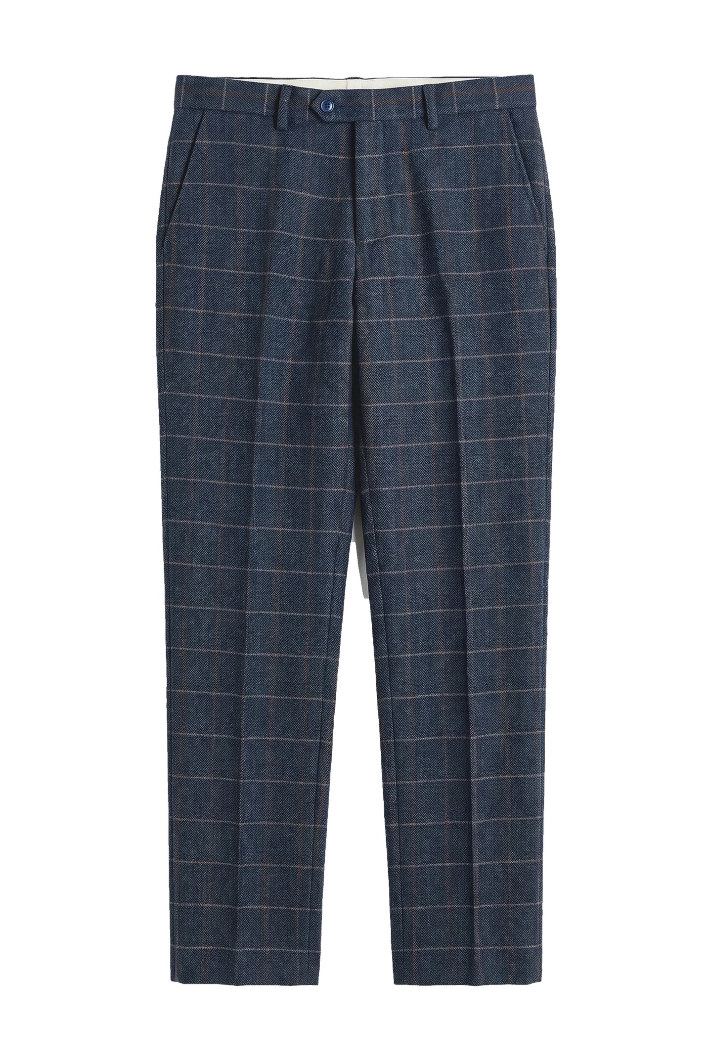 Harris - Men's Navy Tweed Wool Blend Trousers