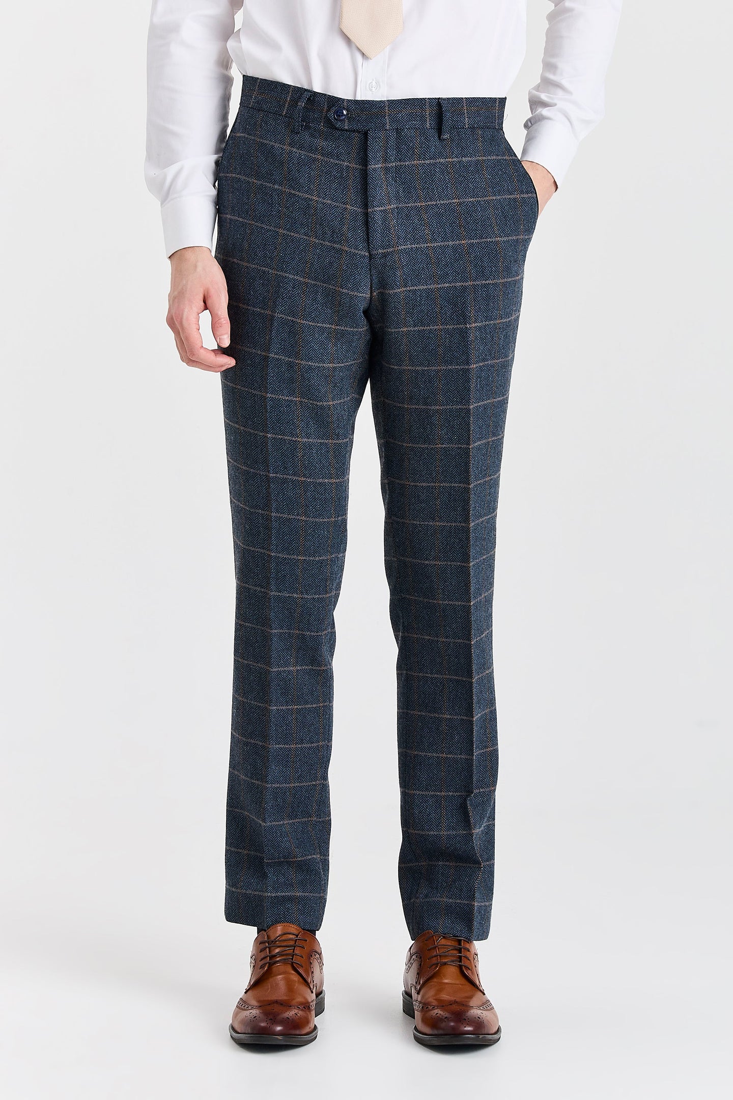 Harris - Men's Navy Tweed Wool Blend Trousers