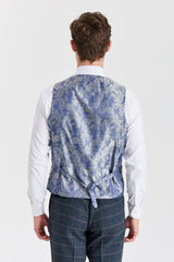 Harris - Men's Navy Tweed Wool Blend Waistcoat
