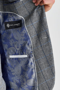 Harris - Tweed Grey Herringbone Check Blazer for Men