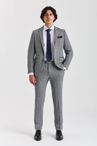 Harris - Tweed Grey Herringbone Check Blazer for Men