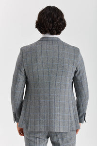 Harris - Tweed Grey Herringbone Check Blazer for Men
