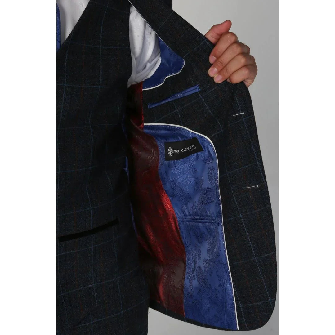 Harvey - Men's Navy Check Blazer