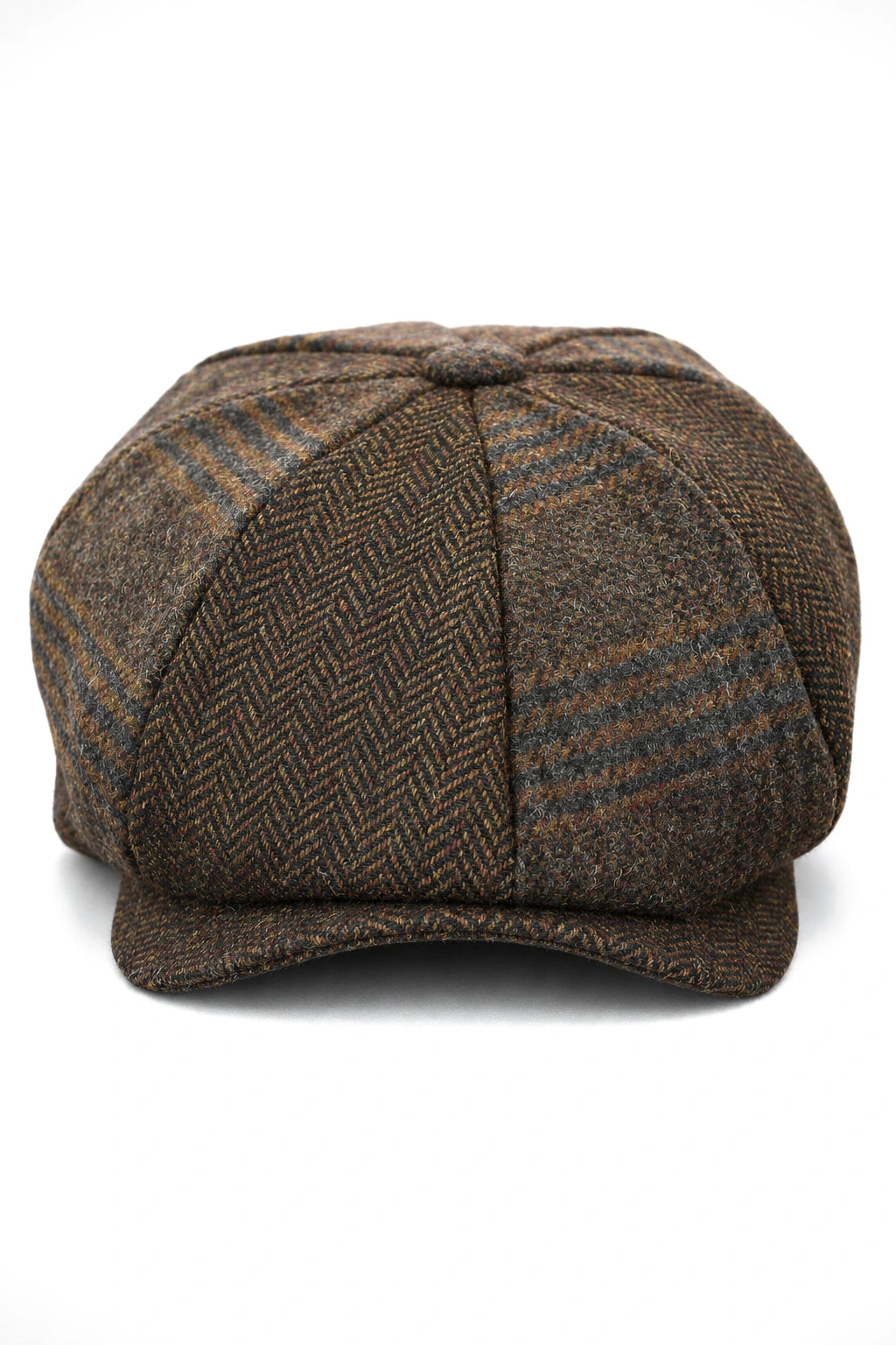 HT6325 - Mens Check Herringbone Tweed Mix Newsboy 8 Panel Hat
