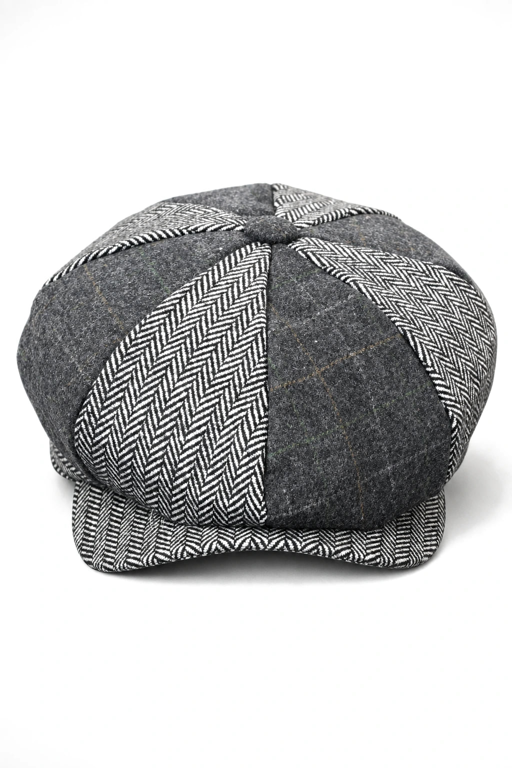 HT6325 - Mens Check Herringbone Tweed Mix Newsboy 8 Panel Hat