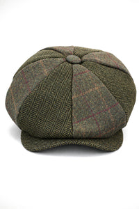 HT6325 - Mens Check Herringbone Tweed Mix Newsboy 8 Panel Hat