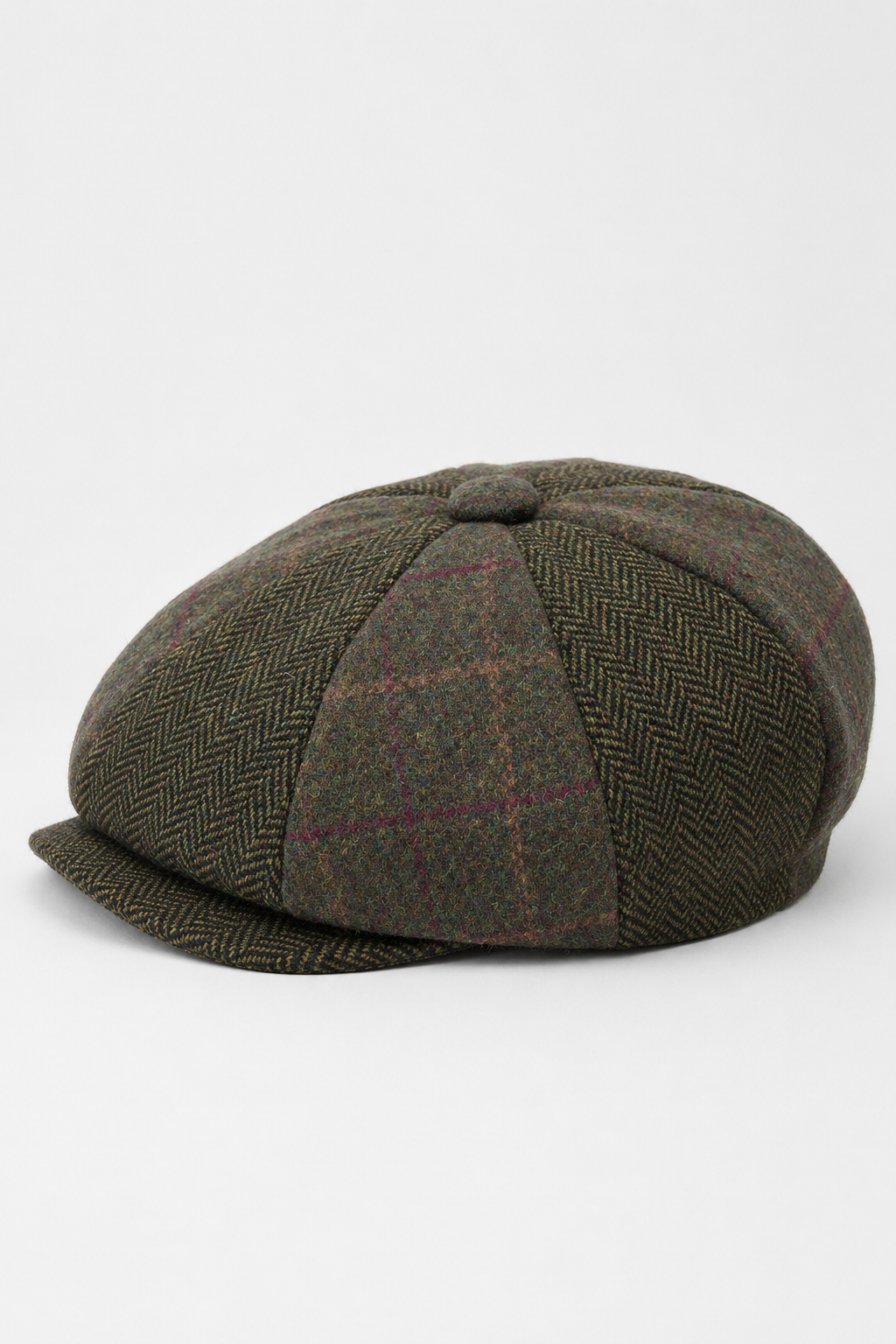HT6325 - Mens Check Herringbone Tweed Mix Newsboy 8 Panel Hat