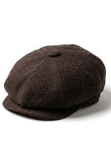 HT6363 - Mens Vintage Tweed Newsboy Newsboy Cap - Brown/Wine