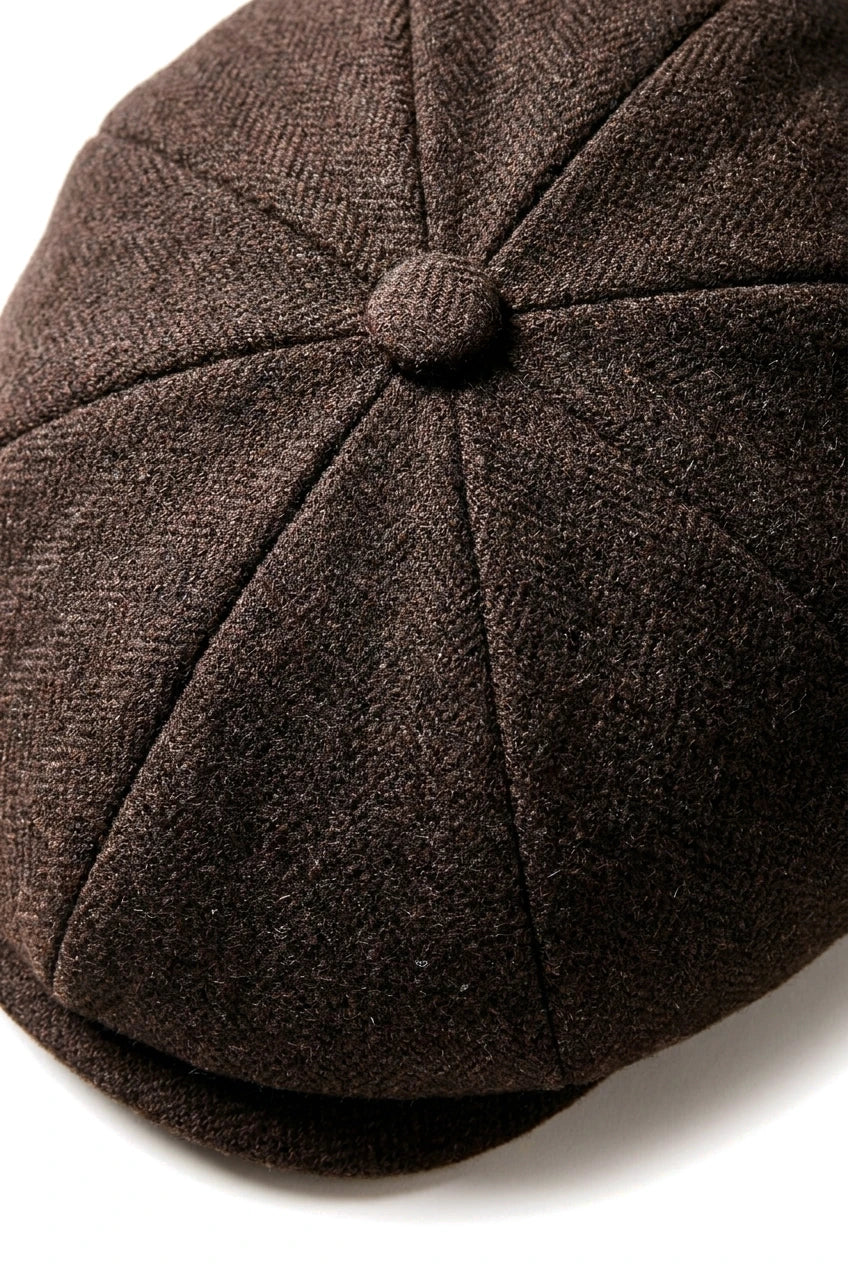 HT6363 - Mens Vintage Tweed Newsboy Newsboy Cap - Brown/Wine