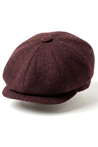 HT6363 - Mens Vintage Tweed Newsboy Newsboy Cap - Brown/Wine
