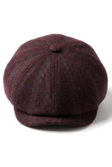 HT6363 - Mens Vintage Tweed Newsboy Newsboy Cap - Brown/Wine