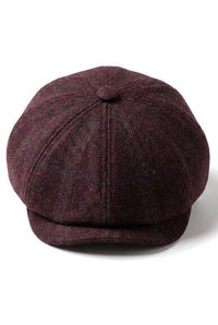 HT6363 - Mens Vintage Tweed Newsboy Newsboy Cap - Brown/Wine