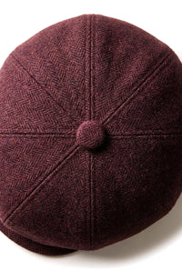 HT6363 - Mens Vintage Tweed Newsboy Newsboy Cap - Brown/Wine