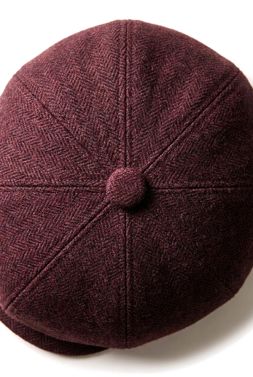 HT6363 - Mens Vintage Tweed Newsboy Newsboy Cap - Brown/Wine