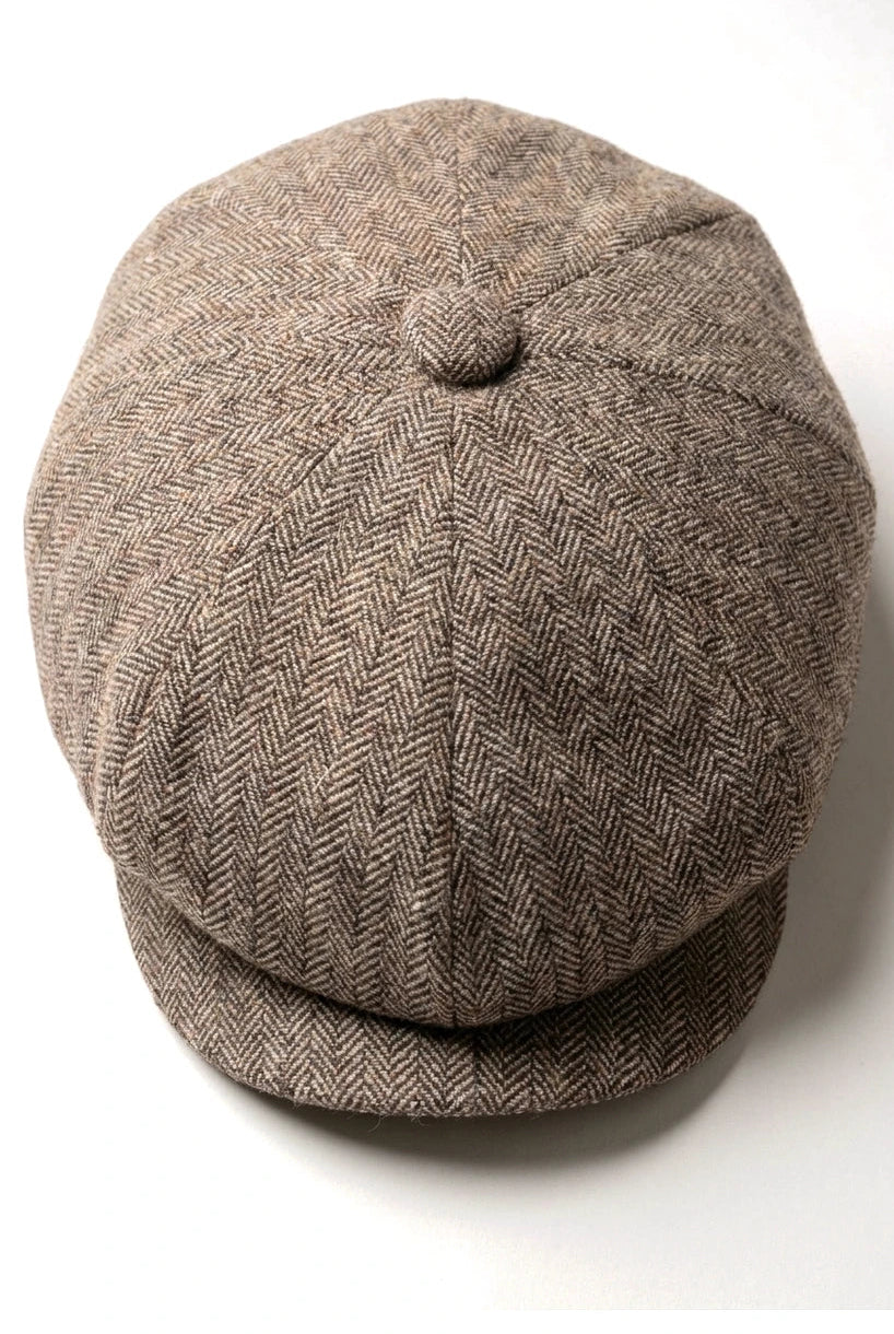 HT6364 - Mens Herringbone Tweed Newsboy Shelby Newsboy Hat