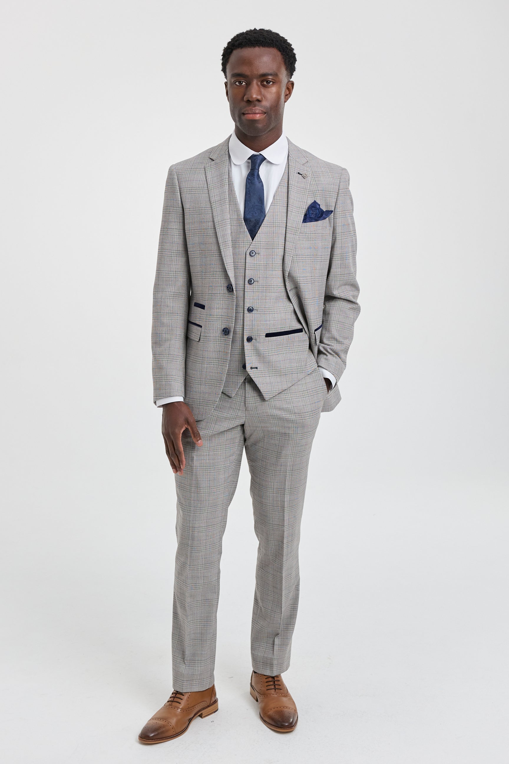 grey suit and navy blue dress Medium Gray and Lt. Blue 3 Piece Suit - Giorgio Men's Wear