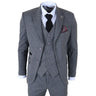 IM41 - Grey 3 Piece Herringbone Tweed Suit for Men