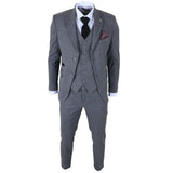 IM41 - Grey 3 Piece Herringbone Tweed Suit for Men