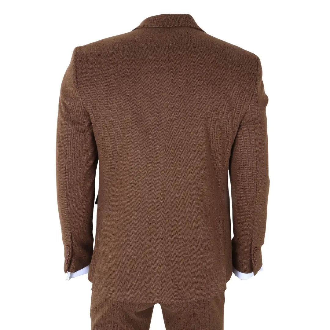 IM42 - Brown 3 Piece Herringbone Tweed Suit for Men