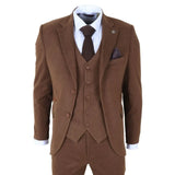 IM42 - Brown 3 Piece Herringbone Tweed Suit for Men