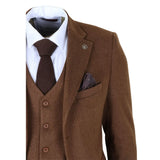 IM42 - Brown 3 Piece Herringbone Tweed Suit for Men