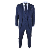 IM43 - Men's Pinstripe 3 Piece Navy Blue Shelby Style Suit