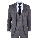 IM44 - Men's Pinstripe 3 Piece Grey Suit Shelby Style